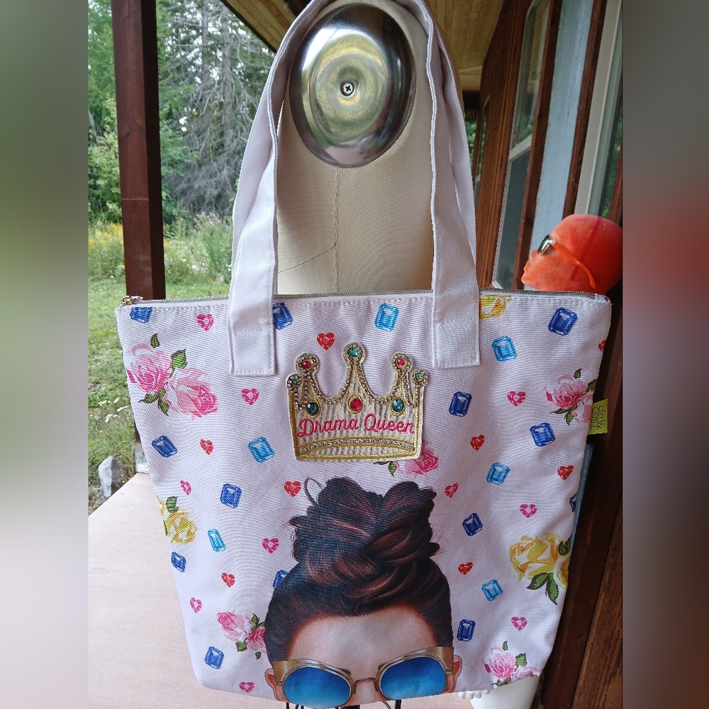 Bird And QUILL Drama Queen BLING Tote Bag QUEEN CROWN APPLIQUE Maximalist - Picture 8 of 8